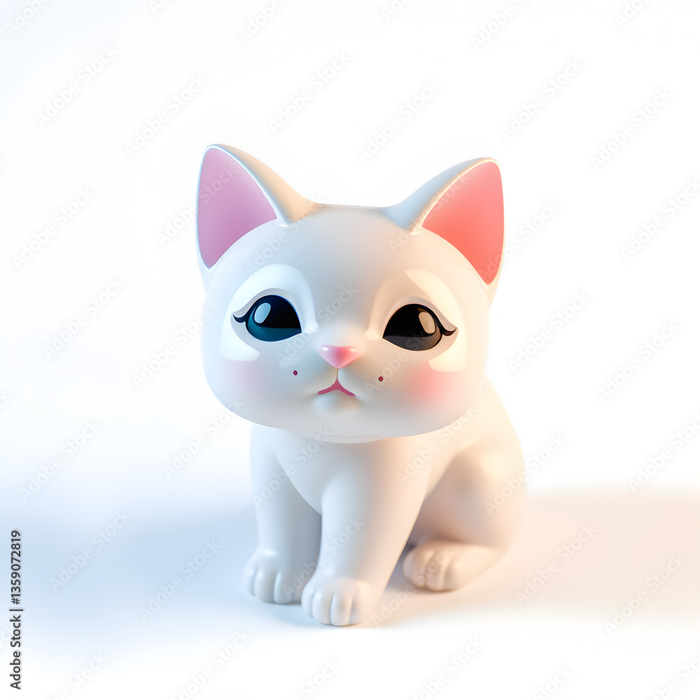 Cute cat isolated on a white background. 3d rendering. Cute cat isolated on a white background. 3d rendering.