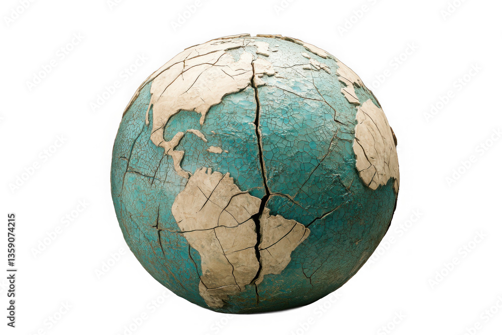 Cracked Earth Globe Symbolizing Environmental Damage Cracked Earth Globe Symbolizing Environmental Damage