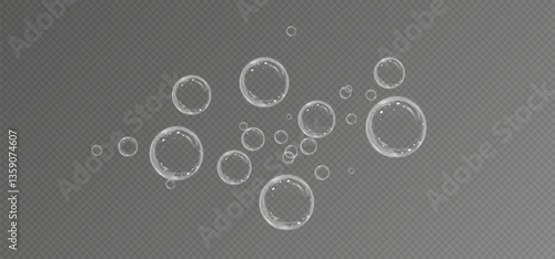 Realistic soap bubbles.Flying bubbles on a transparent background.	