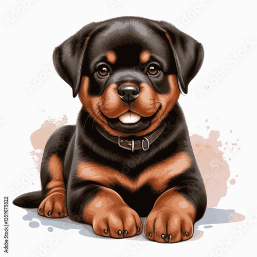 Rottweiler dog isolated watercolor vector illustration svg