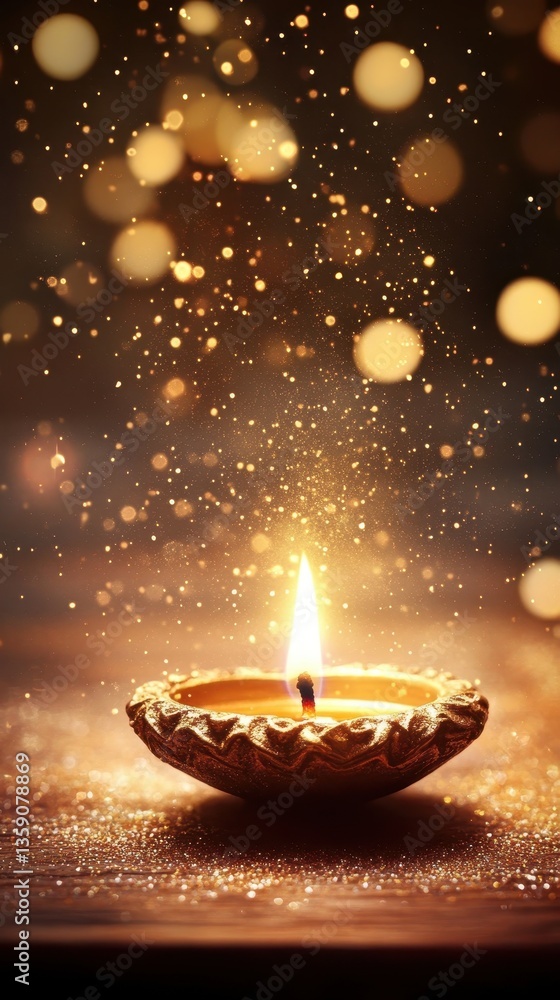 Golden Candlelight Glimmering With Magical Sparkles Golden Candlelight Glimmering With Magical Sparkles
