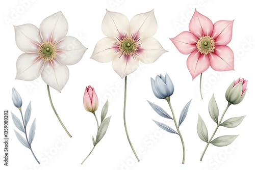 Wallpaper Mural Watercolor Flower Element Set Torontodigital.ca