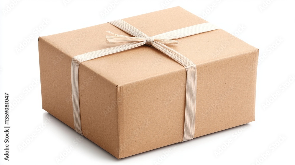 Eco Friendly Cardboard Package Tied with Beige Ribbon Ready for Delivery or Gift Giving Eco Friendly Cardboard Package Tied with Beige Ribbon Ready for Delivery or Gift Giving