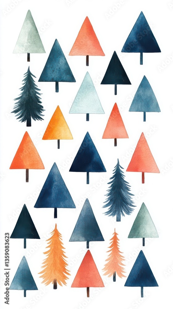 Nordic pattern, repeating triangles in rows, minimal aesthetic, watercolor style Nordic pattern, repeating triangles in rows, minimal aesthetic, watercolor style