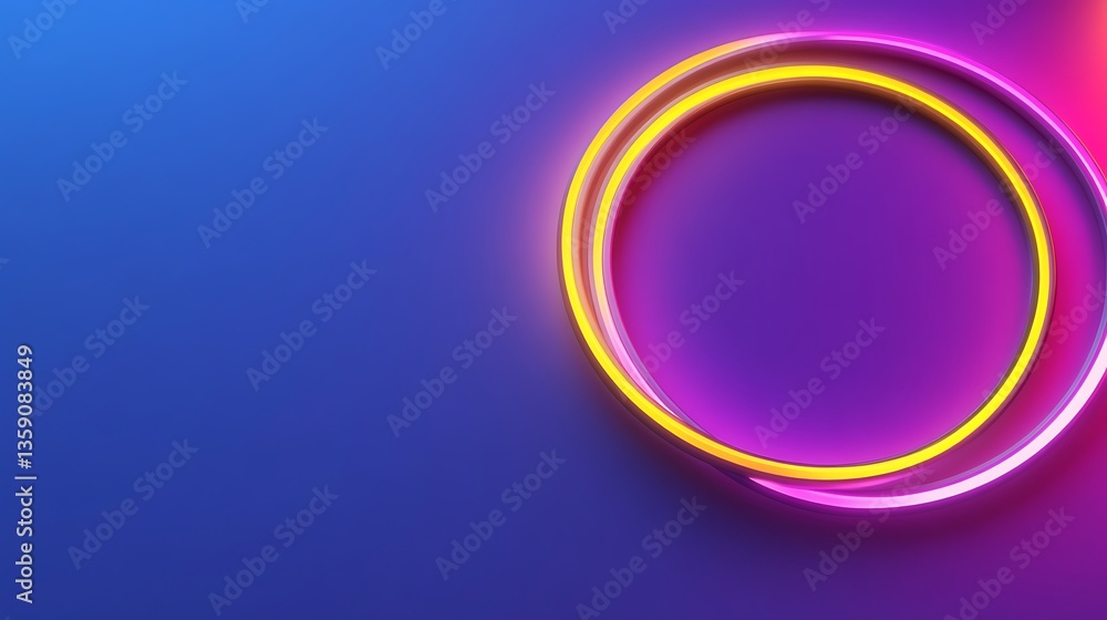 Abstract neon circles on blue background. Abstract neon circles on blue background.