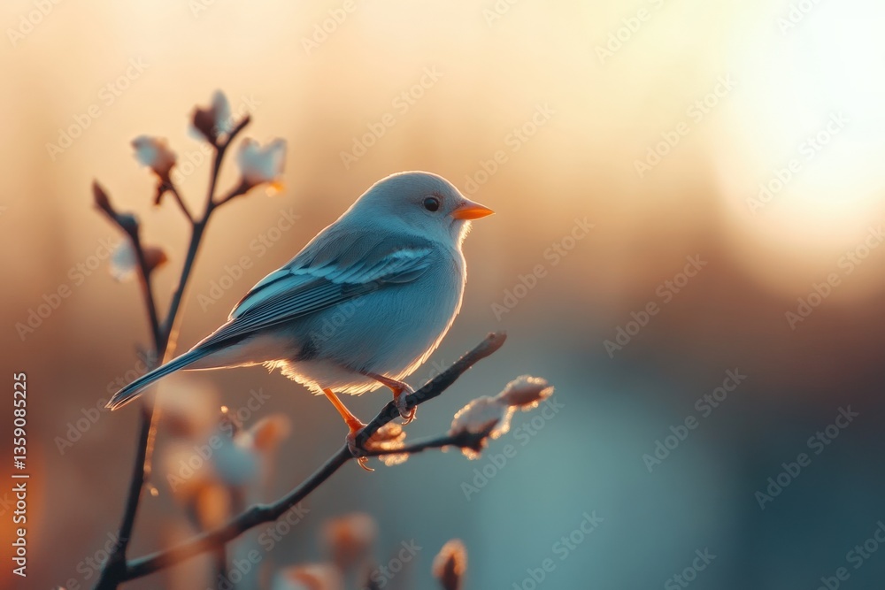 Bird perched on branch Bird perched on branch