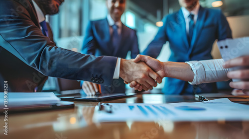 close up of business people shaking hands