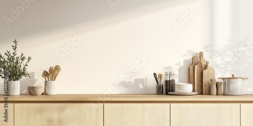 Wallpaper Mural Simple, sun-drenched kitchen counter display Torontodigital.ca