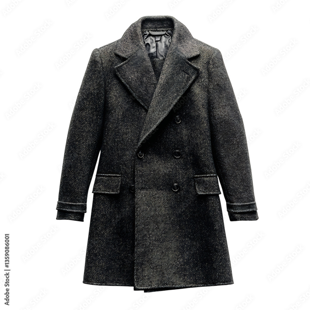 A Long Wool Coat for Winter Elegance Isolated on Transparent Background A Long Wool Coat for Winter Elegance Isolated on Transparent Background