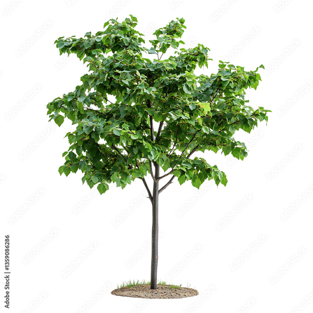 A Small Maple Tree with Green Leaves Isolated on Transparent Background A Small Maple Tree with Green Leaves Isolated on Transparent Background