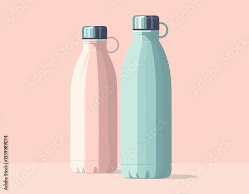 Minimalist Hydration Bottles in Pastel Peach and Teal for Eco-friendly Lifestyle