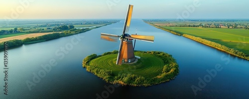 Spiral windmill blades turning flat design front view rural water color Split-complementary color scheme