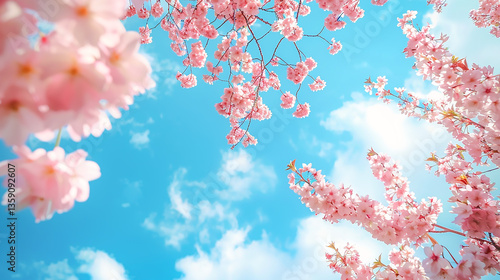 満開の桜と青空