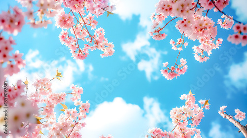 満開の桜と青空
