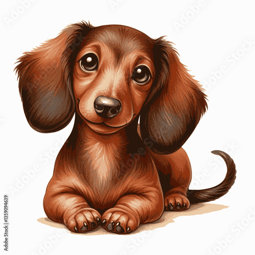 Dachshund dog isolated watercolor vector illustration svg