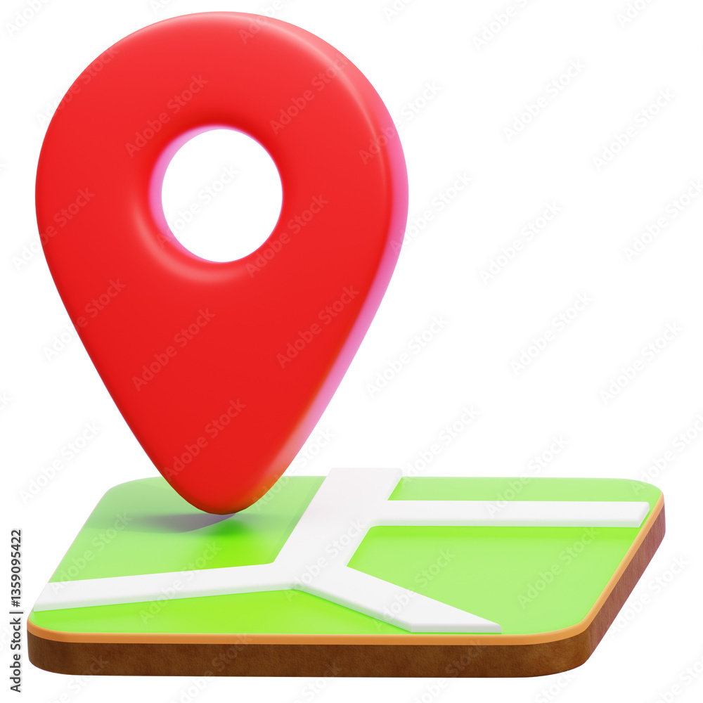 3D Location with map Icon Illustration 3D Location with map Icon Illustration
