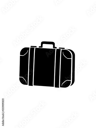 Travel suitcase illustration icon, black silhouette vector