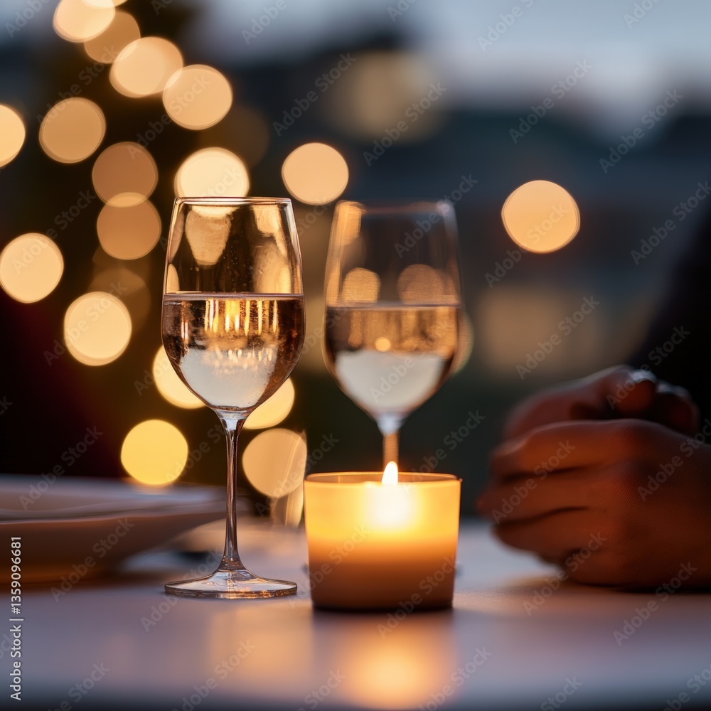 Wine glasses and candlelit evening Wine glasses and candlelit evening