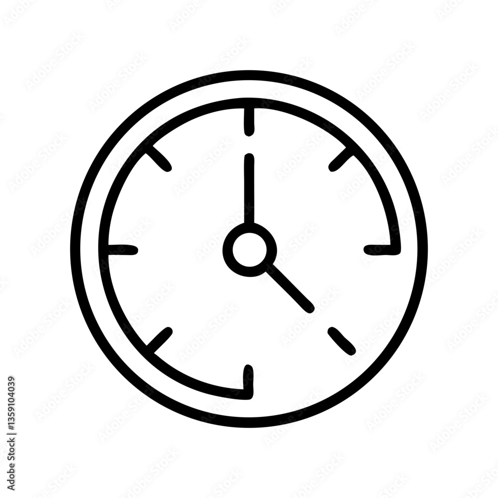 Clock icon outline on white background Clock icon outline on white background