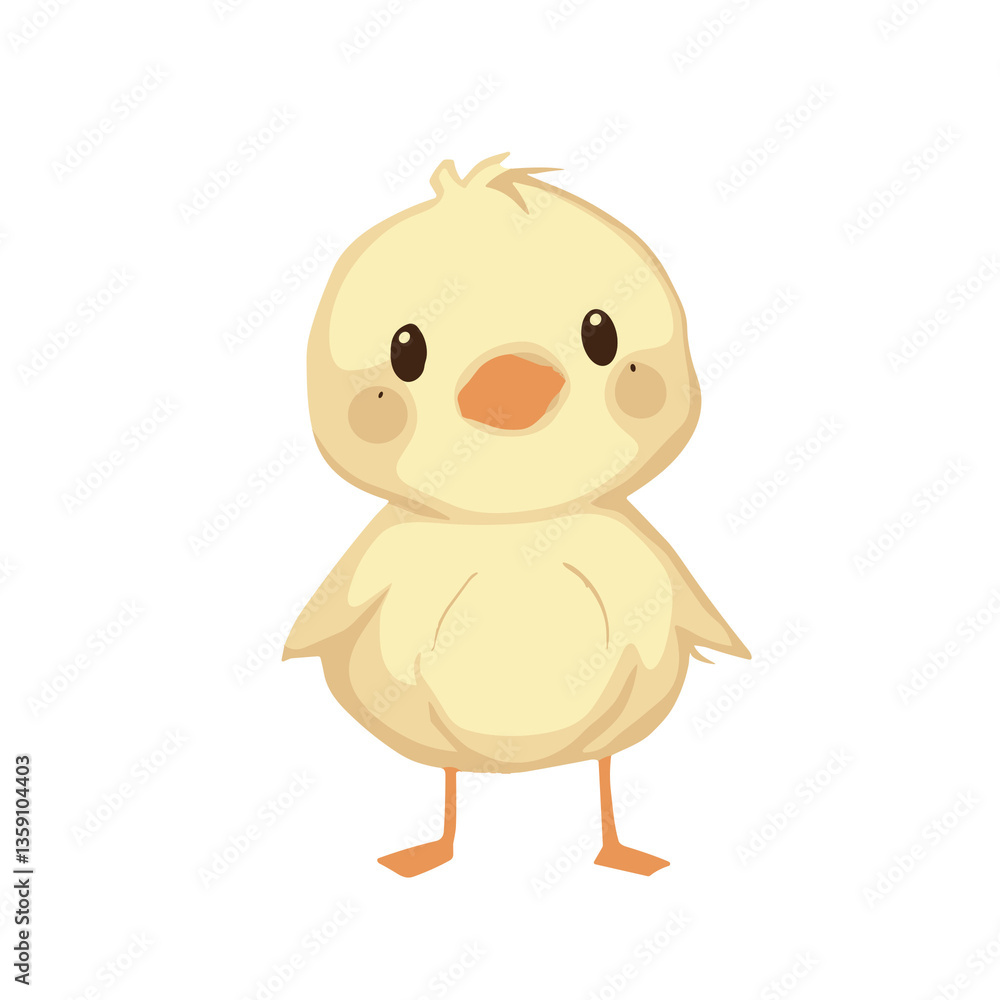 Cute Yellow Chick, standing innocently, Easter symbol against black background Cute Yellow Chick, standing innocently, Easter symbol against black background