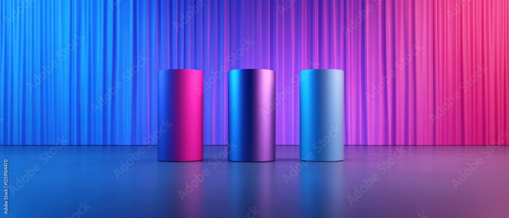 Fototapeta premium Colorful cylinder product podiums