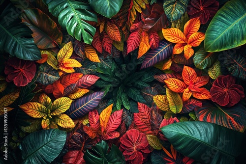 Wallpaper Mural Discovery of the symmetrical wonders and captivating complexities of tropical flora that culminates in an amazing homage to a wide variety of living forms. Generative Ai Torontodigital.ca