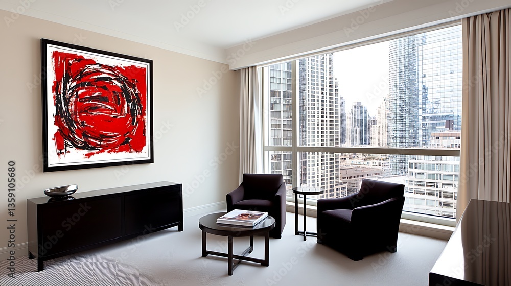 Fototapeta premium Modern City View Apartment Living Room Interior Design