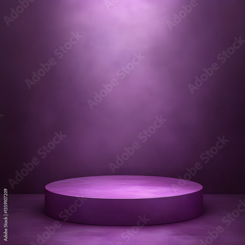 Purple Cylindrical Platform in Dramatic Lighting