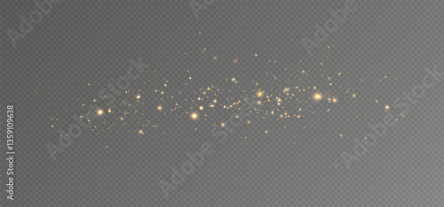 Golden sequins glow with many lights. Glittering dust. Luxurious background of golden particles.