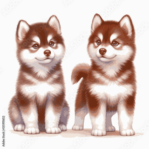 Siberian Husky dog isolated watercolor vector illustration svg