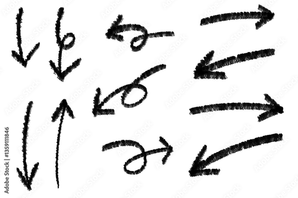 鉛筆で描いた矢印セット 鉛筆で描いた矢印セット