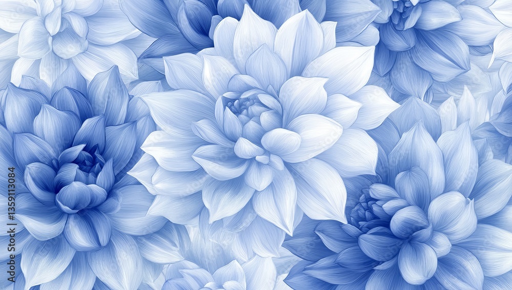 Delicate Blue Dahlia Floral Print Delicate Blue Dahlia Floral Print