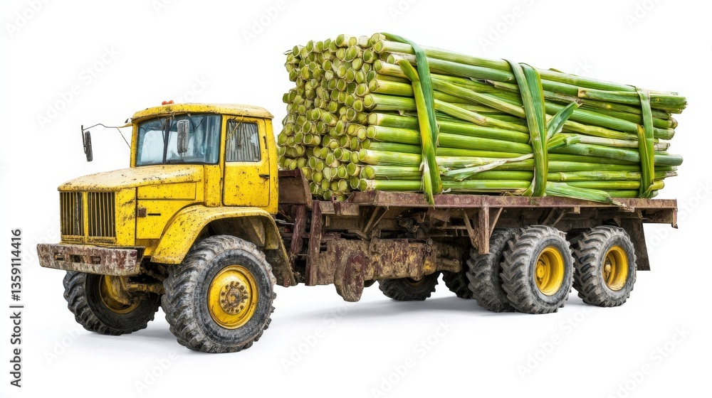 Obraz premium Sugarcane Farming Equipment on White Background