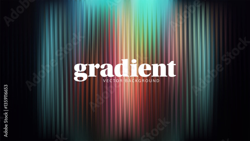Ripple glass distortion effect background. Abstract fractal ribbed glass texture with vibrant gradients smooth fluted vertical lines. Reeded Bold dynamic design blending futuristic tones vector bg