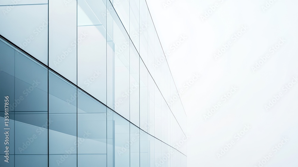 Modern glass facade, city building, misty day, architectural background, for presentations Modern glass facade, city building, misty day, architectural background, for presentations