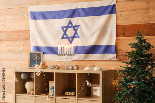 Interior of festive living ...