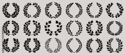 Elegant laurel wreath vector collection, element vector set