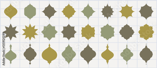 Geometric ornamental tile patterns, element vector set