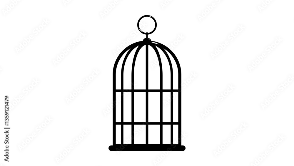 empty bird cage , black isolated silhouette empty bird cage , black isolated silhouette