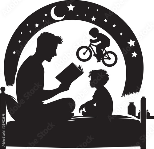 Father and Son Reading Vector Bundle