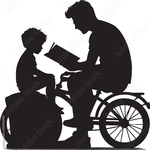 Father and Son Reading Vector Bundle