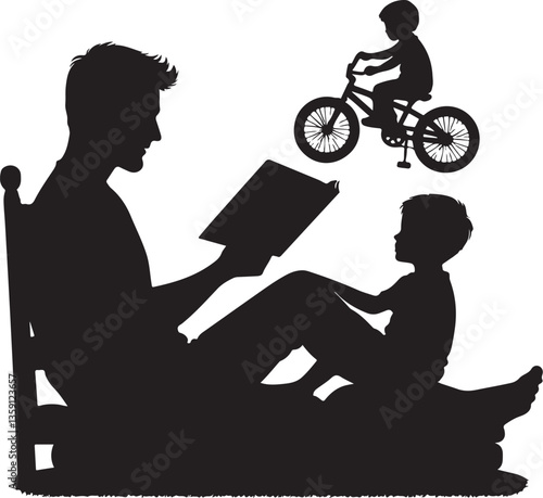 Father and Son Reading Vector Bundle