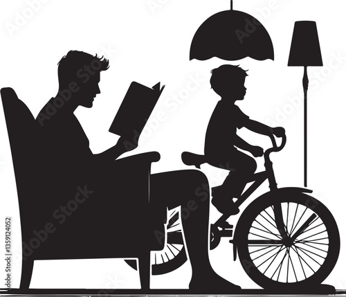 Father and Son Reading Vector Bundle