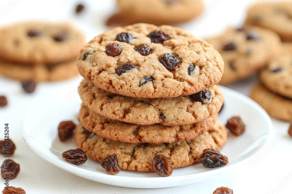 An Appetizing Plate of Oatmeal Raisin Cookies Against a Transparent Background An Appetizing Plate of Oatmeal Raisin Cookies Against a Transparent Background