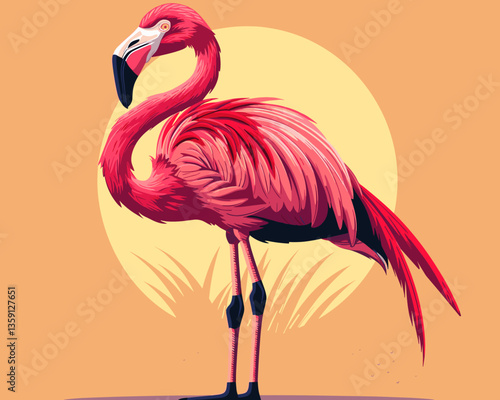 pink flamingo vector illustration of a bird