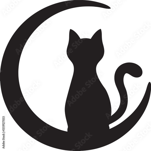 Mystical Cat on Crescent Moon – Elegant Silhouette Art