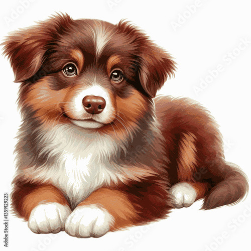 Australian Shepherd dog isolated watercolor vector illustration svg