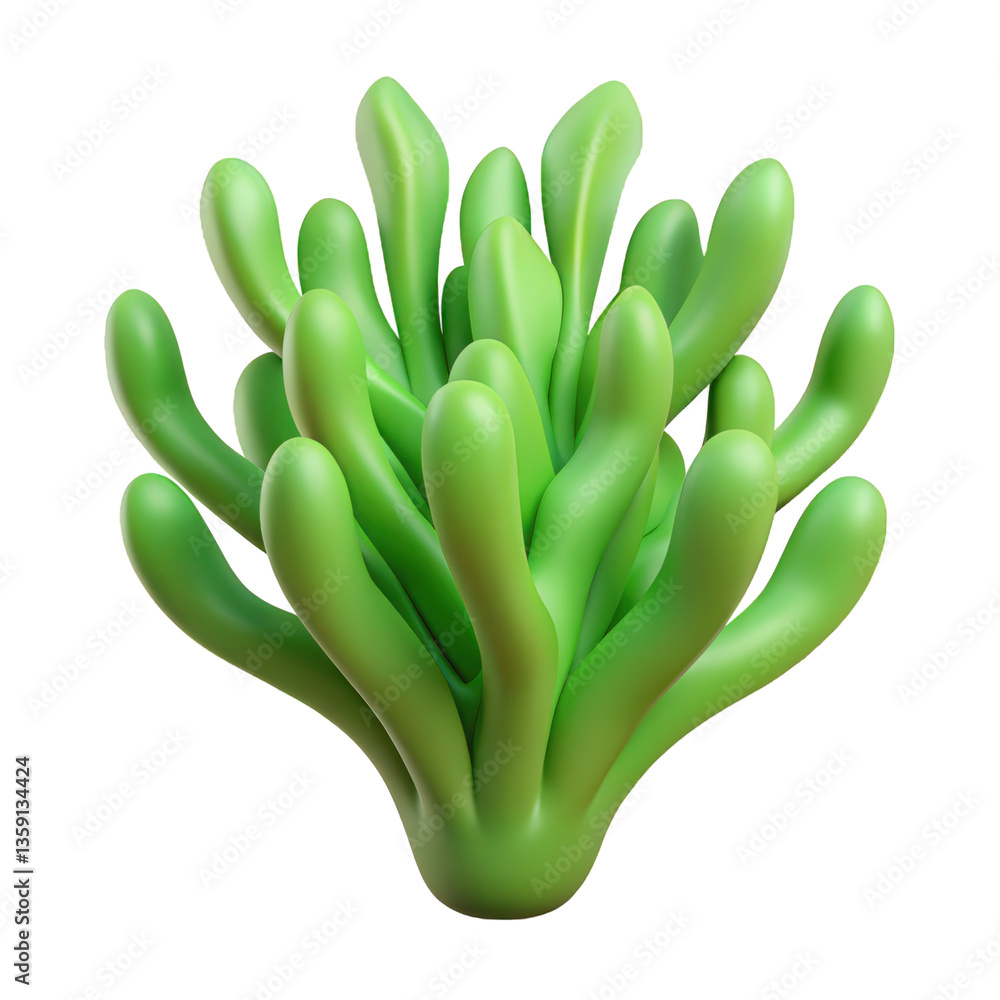 Fresh vegetable 3D concept Green, stylized succulent plant with elongated leaves on a black background. Fresh vegetable 3D concept Green, stylized succulent plant with elongated leaves on a black background.