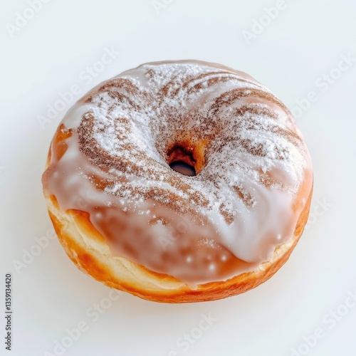 Deliciously fluffy cinnamon sugar donut, perfectly round and inviting, ready to satisfy your sweet cravings.