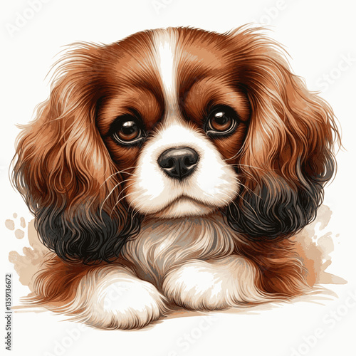 Cavalier King  dog isolated watercolor vector illustration svg